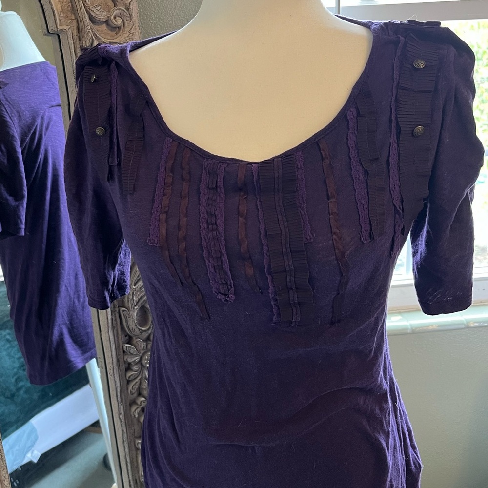Rare Anthropologie Deletta Purple Knit Top